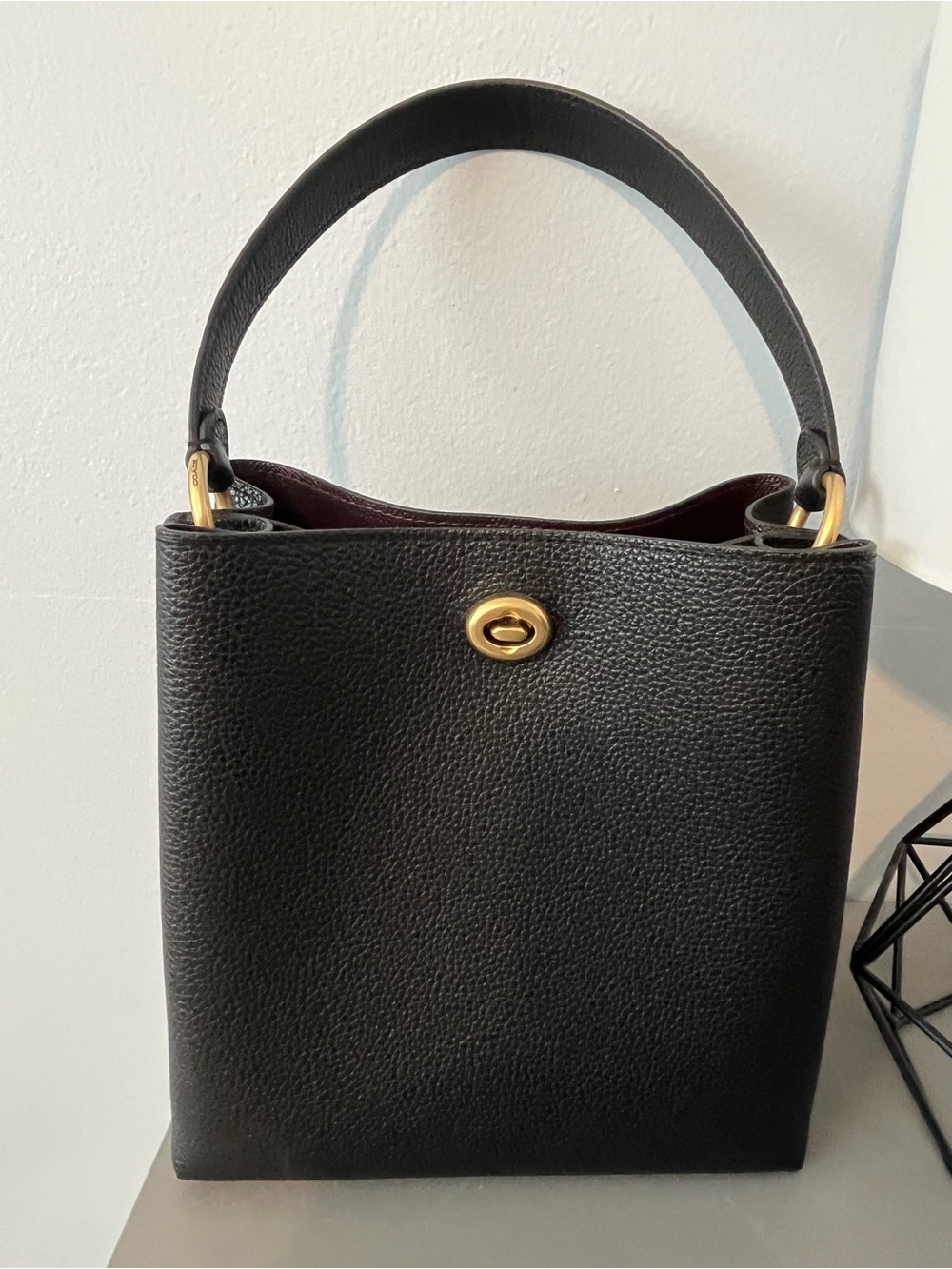 Coach Black Pebbled Leather Shoulder Bag with Gold Hardware - Picture 3 of 16